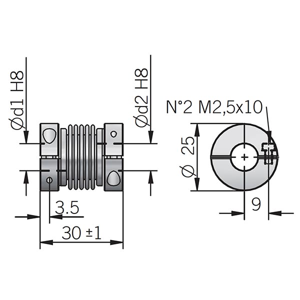 Giunto elastico di precisione per encoder Eltra - Serie GS S2