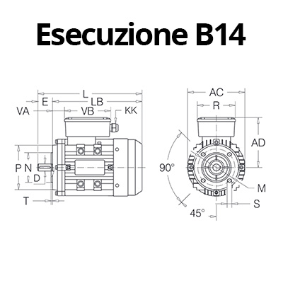 Motore asincrono monofase B14