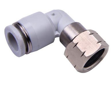 Quick connect fitting, threaded, female, elbow, GPLF series, color Gray, thread 1/2", tube diameter 12 mm (Cod. GPLF1204 - AirTac)