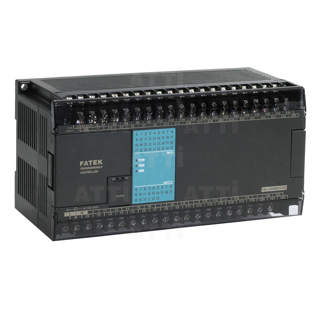 Fatek FBS-60MAR2-D24: PLC Serie FBS, versione base, RS232, 36 ingressi / 24 uscite, Relè, RTC incluso, 24VDC