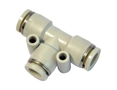 Raccordo innesto rapido, tubo-tubo, giunzione a T, serie GPE, colore Grigio, diam. tubo 6 mm (Cod. GPE6 - AirTac)