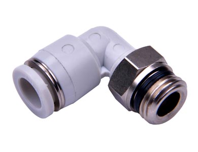Raccordo innesto rapido, filettato, maschio, a gomito, serie GPL, colore Grigio, filett. 1/8", diam. tubo 6 mm (Cod. GPL601 - AirTac)