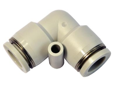 Raccordo innesto rapido, tubo-tubo, giunzione a gomito, serie GPV, colore Grigio, diam. tubo 4 mm (Cod. GPV4 - AirTac)