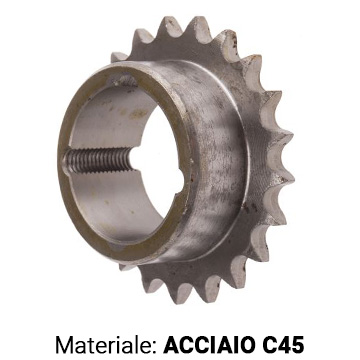 Pignone per catena semplice in acciaio con bussola conica