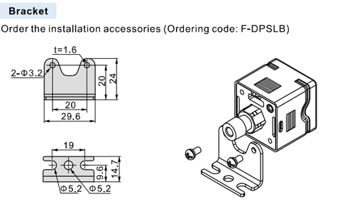 Staffa montaggio pressostati DPS (Cod. F-DPSLB - AirTac)