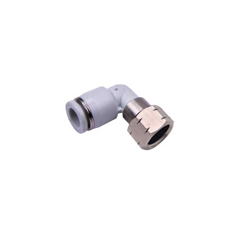 Quick connect fitting, threaded, female, elbow, GPLF series, color Gray, thread 1/2", tube diameter 12 mm (Cod. GPLF1204 - AirTac)