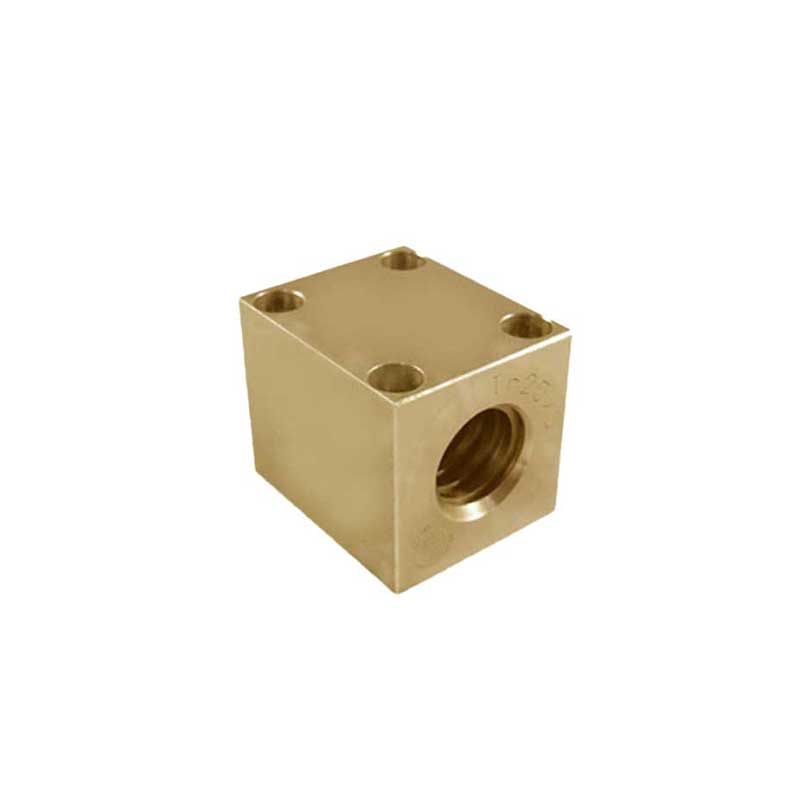 Square nut in Bronze (TR16X04), 1 Start, Right, Drilled, Diameter 16 mm, Pitch 4, Dimensions 35X40 mm, (MBQF)